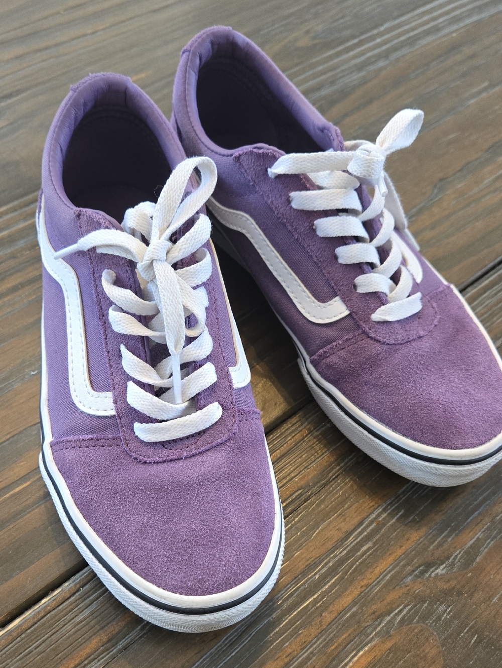Vans Purple Suede Low-Top Kid's Sneakers with White Accent